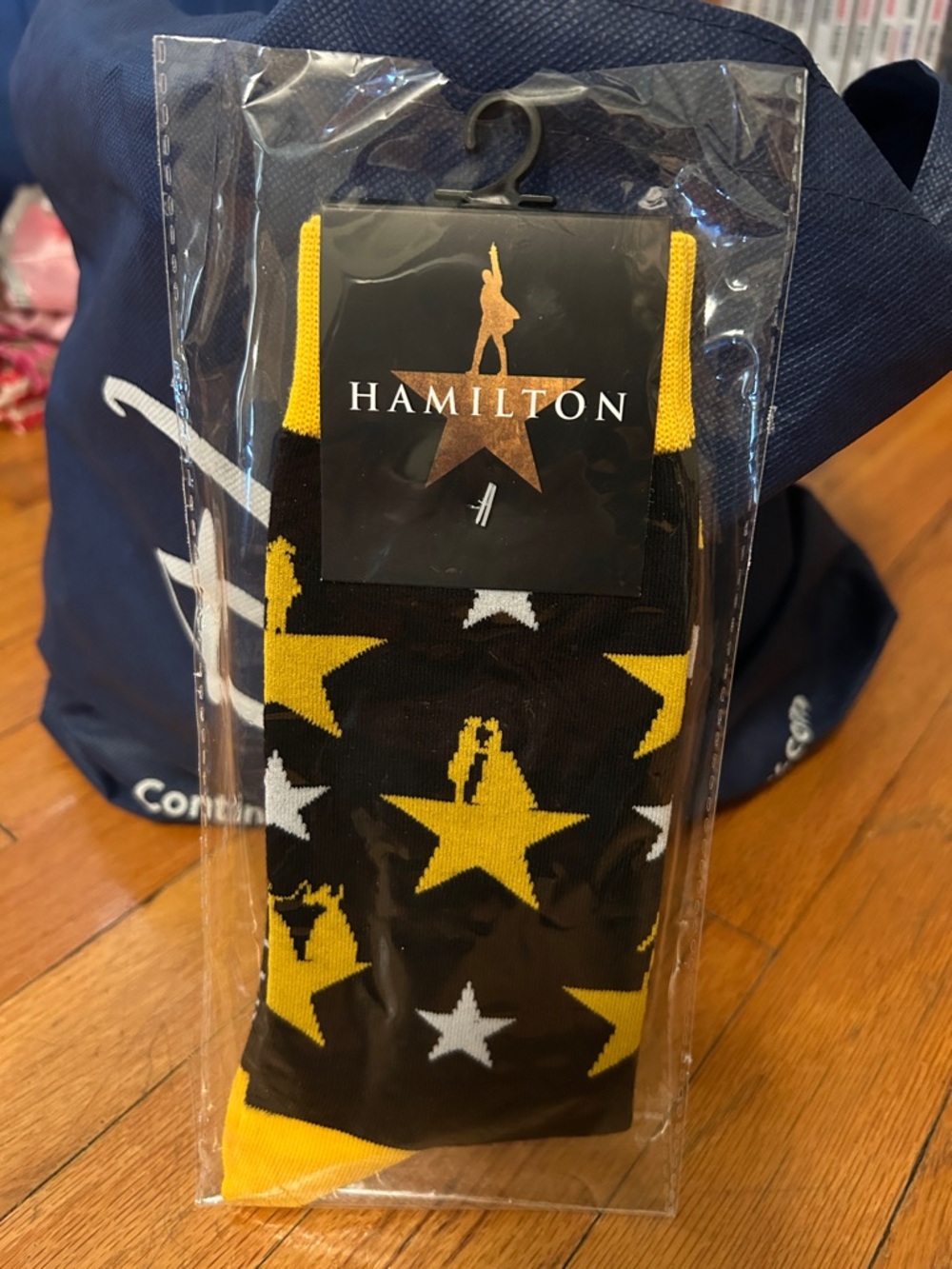 Hamilton Black Socks with Yellow and White Star Motif